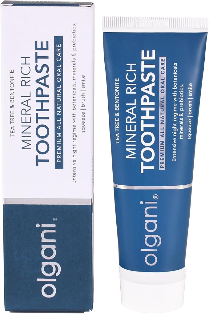 | Mineral Rich Toothpaste | Remineralizing Night-Time Formula with Bentonite Clay | Flouride-Free | Coconut Oil | Tea Tree & Peppermint | Safe for Kids | 2.53 Fl.Oz