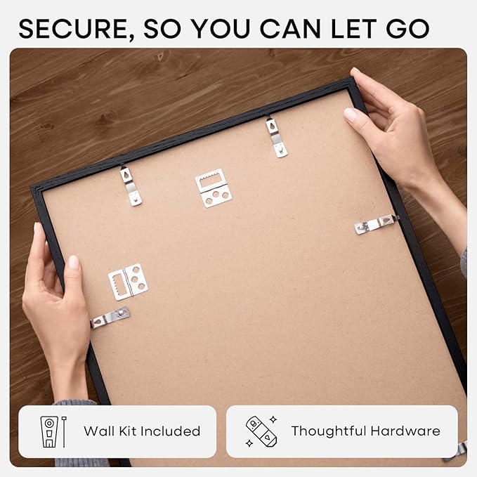 Homeforia 11x14 Picture Frame Black Wood, High End Oak 11x14 Poster Frames with Mat 8x10, 11 x 14 Wooden Frame Matted to 8 x 10 inch Photo, 14x11 Thin Hanging Frame, Tempered Glass, Wall Kit, Set of 1