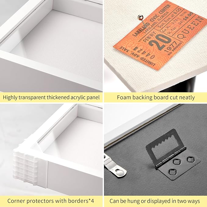 5x7 Shadow Box Picture Frame Display Case with Soft Linen Back-Thickened Panel,Small Mini White Deep Shadow Box Frame 5x7 for Insect Medal Display Pet Photo Memorial Flower Craft
