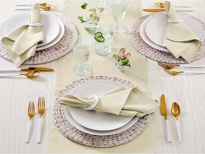 Solino Home Linen Birch Table Runner 132 Inches Long - 100% Pure Linen Extra Long Table Runner 14 x 132 Inch for Fall, Autumn, Thanksgiving - Fete