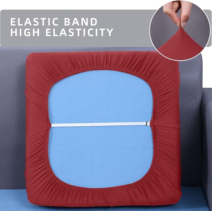 hyha Waterproof Couch Cushion Covers, Sectional Sofa Slipcovers Washable, L Shape Chaise Dog Couch Covers for Sectional Sofa, Universal Furniture Protector (1 Piece for Chaise XL, Wine Red)