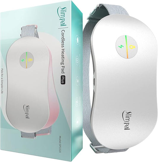 Slimpal Heating Pad for Period Cramps, Portable Cordless Electric Heating Pad for Menstrual Pain Relief Heat Belt, Rechargeable Wearable Heat Pad Gifts for Her Women Girl Wife Girlfriend, White