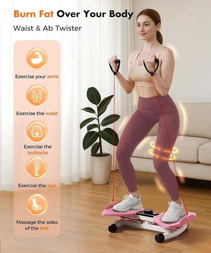 Waist Twisting Machine Fitness Tool, Ab Twister Board with the Smart LED Digital Monitor, 300LBS Capacity & 20dB Ultra-Quiet, Anti-Slip Home Gym Workout Equipment for Women Belly Fat