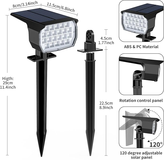 Solar Spot Lights Outdoor Color Changing, [7 Mode/6 Pack] Christmas Landscape Spotlights, Solar Lights Outdoor Waterproof, Solar Led Powered Flood Light for Outside Pathway Yard Garden Walkway