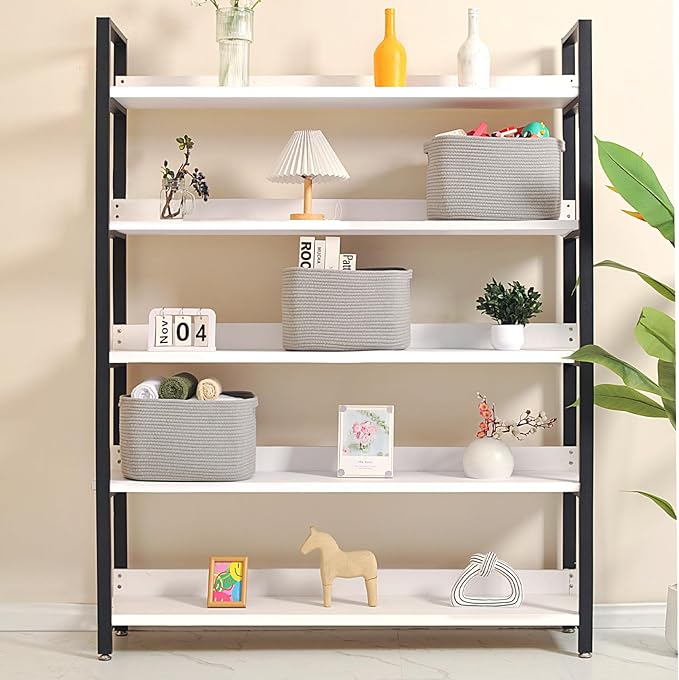 Storage Baskets for Organizing Shelves, Woven Cotton Rope Bins for Baby Nursery Organization, Book Toy Towel Organizer, 15"x11"x9.5", 3 Packs, Grey