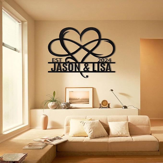 Metal Signs Customized, Infinity Heart Wall Decor, Custom Couple's Name Sign, Personalized Wedding Sign for Couples 2025, Unique Infinity Heart Metal Art, Valentines Day Gift, Home Decor Gift