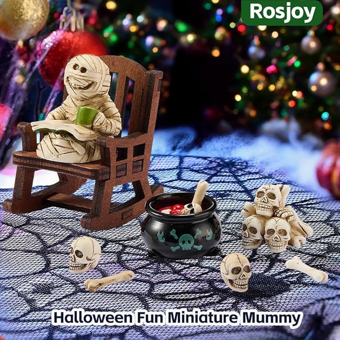 Halloween Fun Miniature Mummy Figurine,Gothic Horror Resin Mummy Decor,for Bookshelf Decor,Desk Trinkets,Collectible,Party Gifts