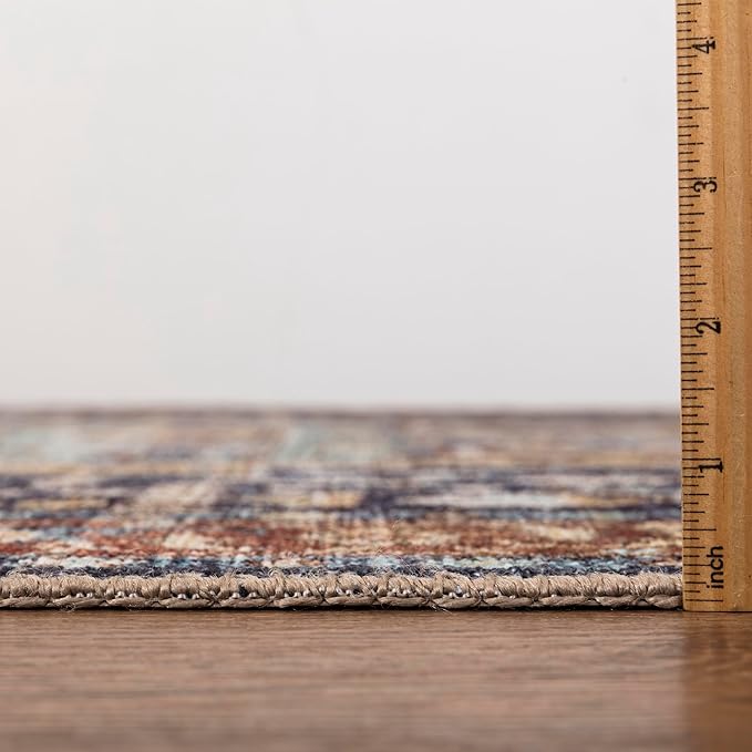 Keen Home Design 8x10 Rug - Machine Washable Area Rug with Non-Slip Backing, Ideal for Living Room, Dining Room, Bedroom - Vintage, Easy Clean, Durable, Low Pile Rug - (8' x 10')