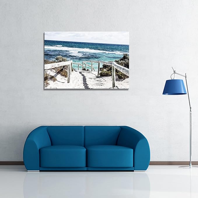 DZL Art S74281 Rottnest Island Beach Seascape Painting Sea Nature Pictures Wall Art Canvas Prints Painting Ready to Hang for Living Room Bedroom Decor Office Wall Decor Home Decoration