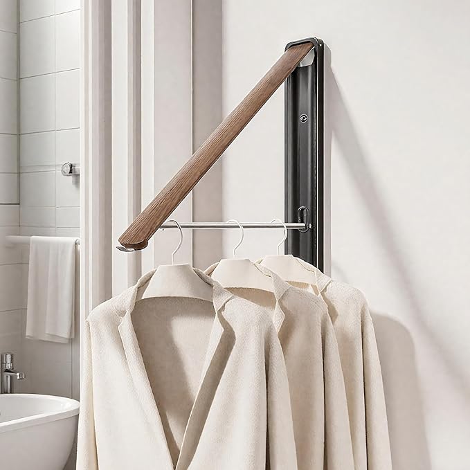 Wall Drying Rack Clothing - Retractable & Foldable Clothes Drying Rack Wall Mounted for Laundry Room Organization | Laundry Room Hanging Rack for Dorm, Closet, Balcony & Indoor/Outdoor Use