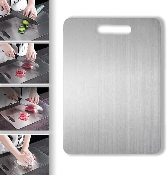 Titanium Cutting Board, New Upgrade Pure Titanium Cutting Boards for Kitchen,Food Grade 316 Stainless Steel Cutting Board，Double sided Dishwasher Safe 18.1 * 11.8inch
