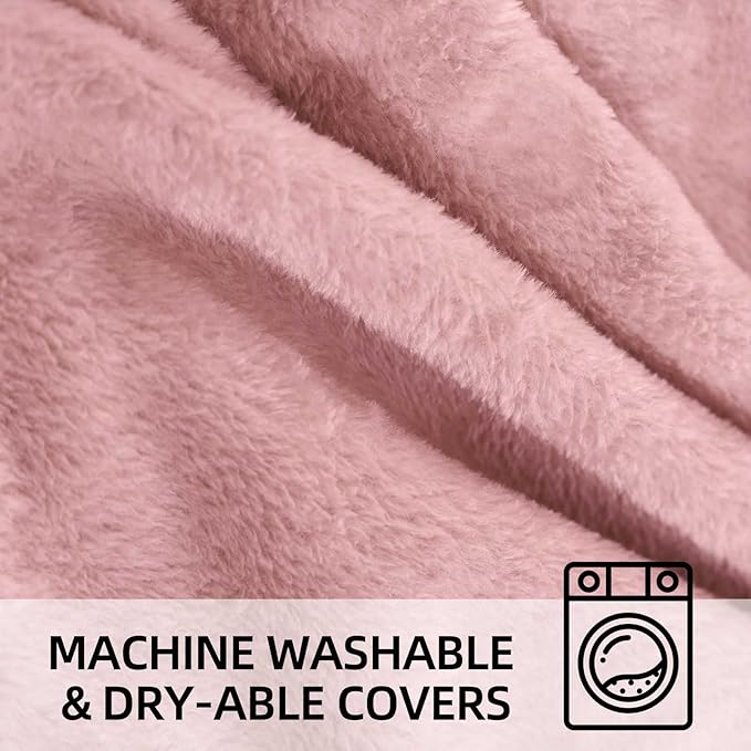 Bean Bag Chair 4Ft, Memory Foam Filled, Large Beanbag Chairs for Adults and Teens, Soft Sofa with Removable Flannel Cover, Round Couch for Living Room Bedroom College Dorm (Pink, 4FT-47×47"×24")