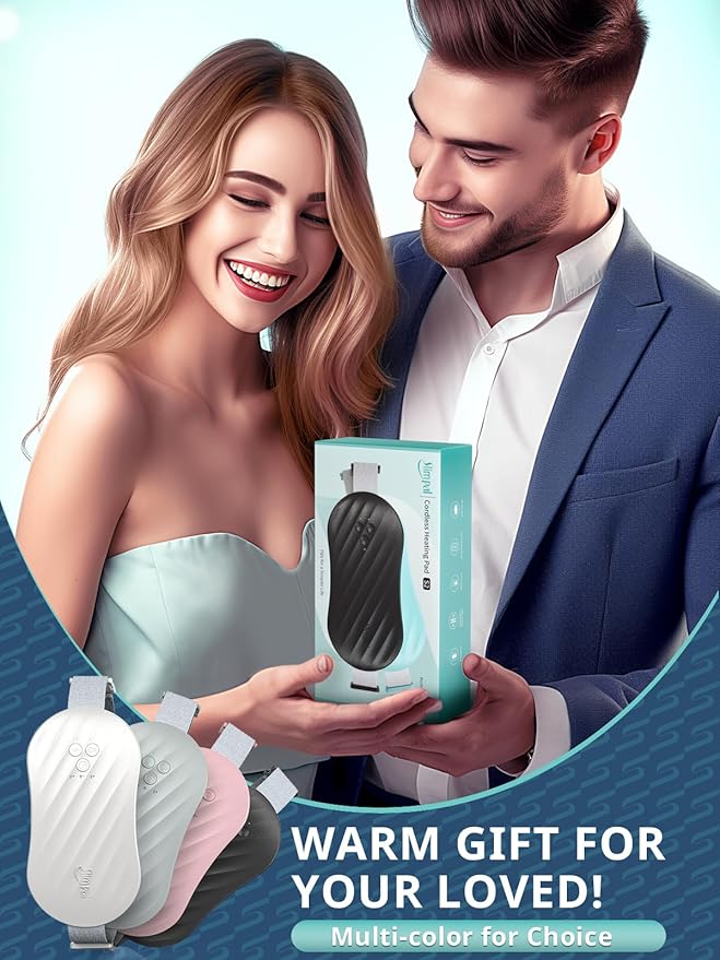 Slimpal Heating Pad for Period Cramps, Portable Heating Pad for Menstrual Relief, Electric Cordless Heating Belt for Back, Belly, Waist, Stomach, Wearable Heat Belt Gifts for Her Women Girl, White