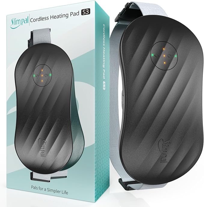 Slimpal Portable Heating Pad for Cramps, FSA HSA Eligible, Rechargeable Electric Heat Belt for Period Pain Relief, Menstrual Heated Pad Gifts for Women Her Girls Wife, Black