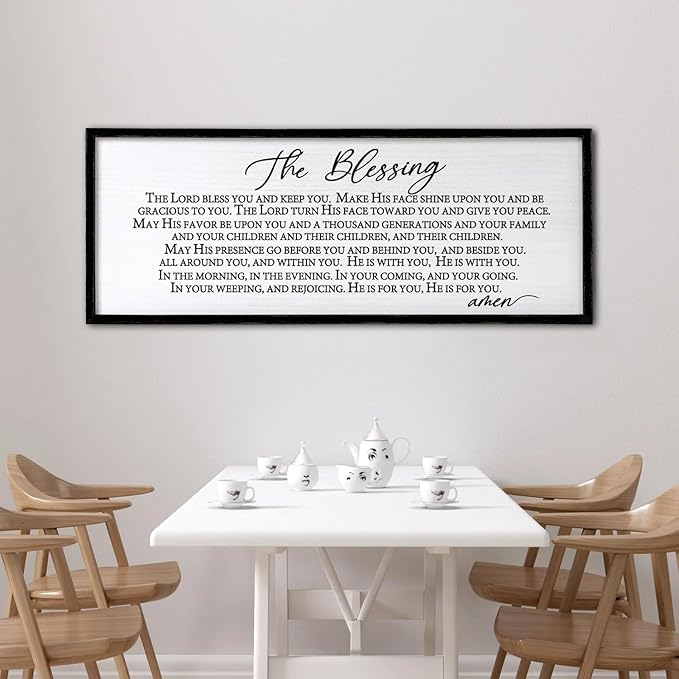 The Blessing Christian Song Lyrics Wall Decor 32"×12" Bible Verse May The Lord Bless You Scripture Wall Art Sign (Black)