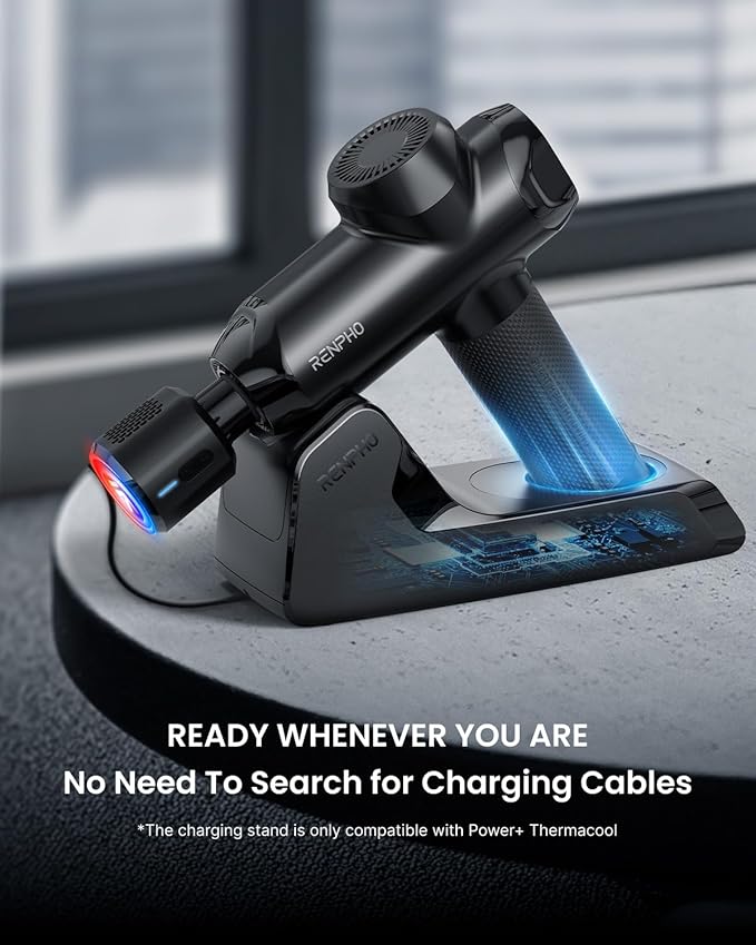 RENPHO Power Massage Gun Deep Tissue, Percussion Muscle Massage Gun for Athletes, Powerful Portable Electric Handheld Deep Tissue Massager Gun, LED Touch Display (Power+ THERMACOOL Deluxe)