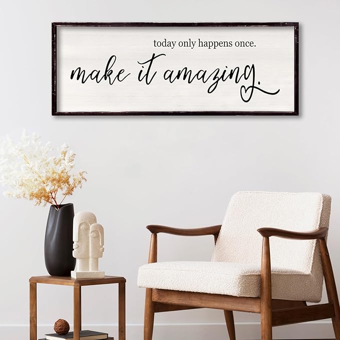 Today Only Happens Once Make It Amazing Framed Wall Art, 32''×12'' Rustic Religious Christian Lords Prayer Sign for God Jesus Christ Prayer, Horizontal Holy Inspirational Catholic Scripture Decor