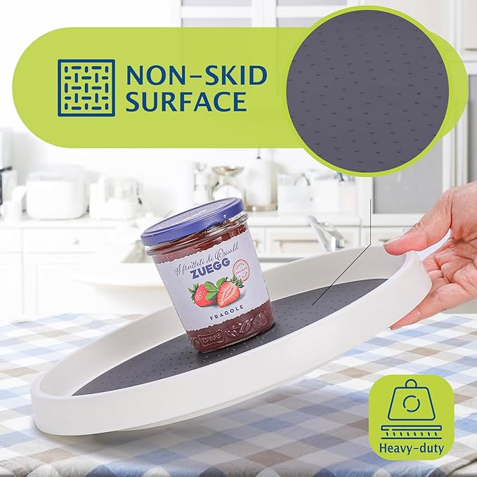 Set of 6, 10 Inch Non-Skid Lazy Susan Turntable, Lazy Susan Organizer for Cabinet, Pantry Organization, Kitchen Storage, Bathroom Sink Cabinet, Refrigerator, Countertop, Spice Rack (6 Pack 10 in)