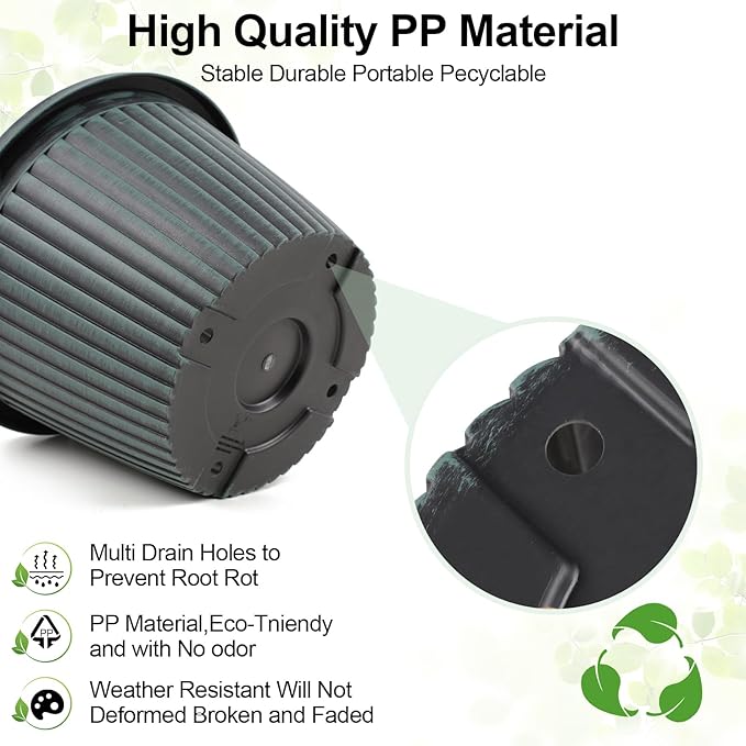 Large-Planter-Indoor-Outdoor Plant Pots, 14 inch 4 Pack Plastic Flower Pots with Saucer And Drainage Holes, Modern Garden Planters For Planting Medium Large Plants， Decorative Resin Garden Pots