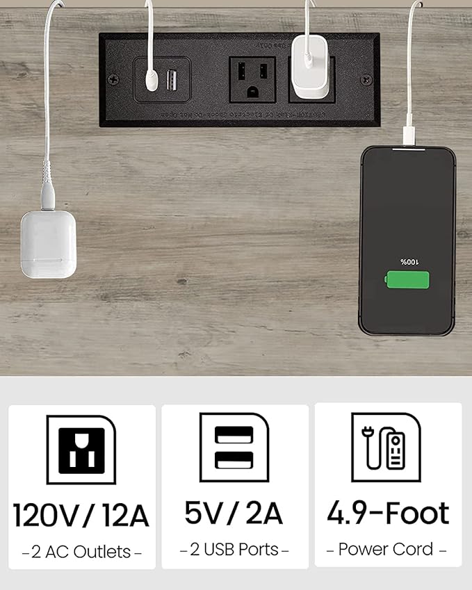 TUTOTAK End Table with Charging Station, Set of 2, Small Side Table, Nightstand Bedside Table, 2-Tier Storage Shelf for Small Space, Living Room, Bedroom Greige V1TB01BG041