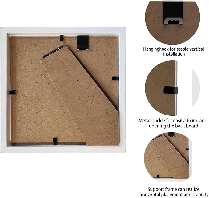 5x5 White Small Shadow Box Frame Display Case , Display Case Box for Memorabilia, Medal, Wedding Memories, Crafts, Tickets and Photos (6packs-White, 5x5)