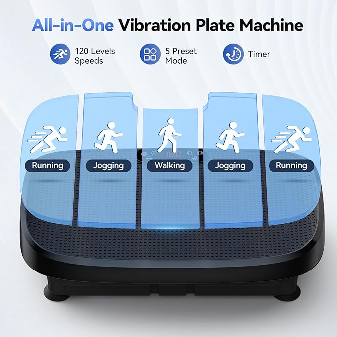 Vibration Plate Exercise Machine - 330lbs Weight Capacity, 120 Speed Levels, 5 Program Modes - Full Body Workout for Home Fitness, Toning & Wellness, LED Display, Low Noise Motor