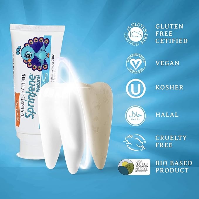 SprinJene Natural Kids Toothpaste, Vanilla | Natural Children’s Toothpaste | Fluoride Free Toothpaste for Toddlers | 4 Pack