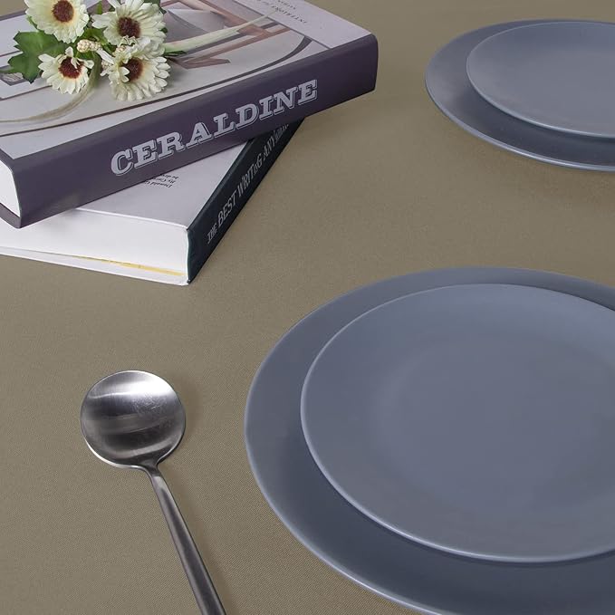 sancua Rectangle Tablecloth - 60 x 84 Inch - Stain and Wrinkle Resistant Washable Polyester Table Cloth, Decorative Fabric Table Cover for Dining Tables, Buffet Parties and Camping, Taupe