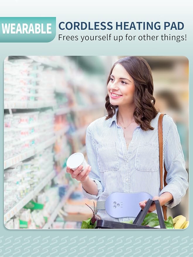 Slimpal Period Heating Pad for Cramps, FSA HSA Eligible, Portable Heat Pad for Menstrual Cramp Relief, Electric Cordless Heating Belt, 3 Timer Auto Off Setting, Gifts for Her Women Girl Wife, Purple