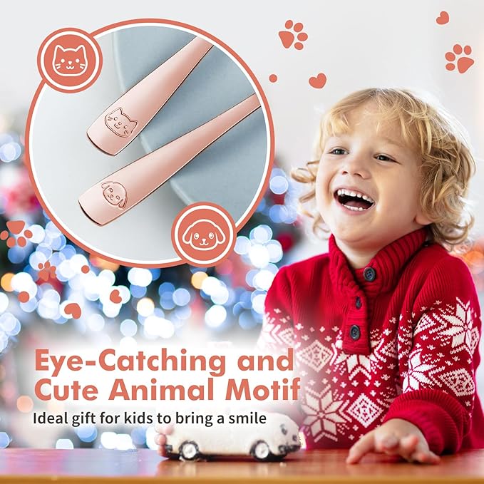 DRKIO Stainless Steel Toddler Utensils Set - 6 Pieces Kids Silverware Set Children Safe Food Grade Small Forks and Spoons Dishwasher Safe Mirror Polished