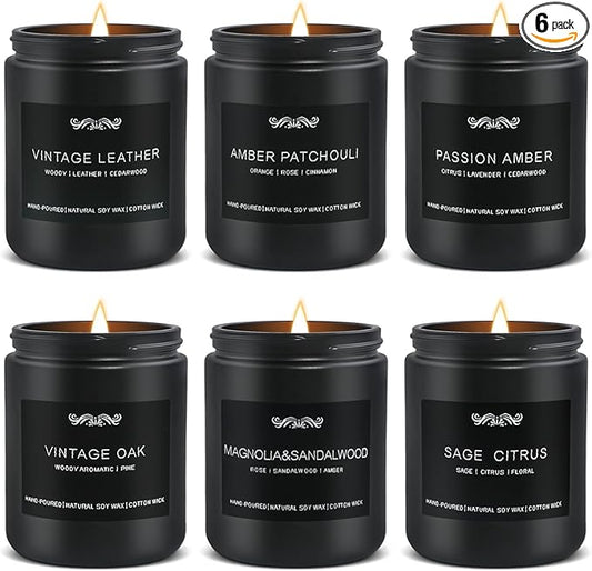 6 Pack Candles for Home Scented Aromatherapy Candles Gifts Set for Mens, Men Candle Set, 42 oz 300 Hour Long Lasting Candles, Gifts for Men, Birthday, Anniversary Present
