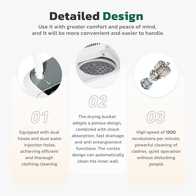 Greenvelly Portable Washing Machine, 16 Lbs Compact Mini Washer and Dryer Combo, Semi-automatic Twin Tub Washer with Drain Pump for Dorms, Apartments, RVs (Grey)