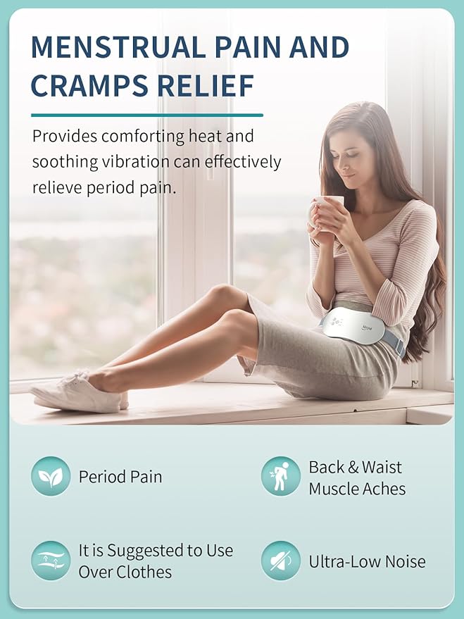 Slimpal Portable Heating Pad for Period Cramps, Electric Cordless Heating Pad for Menstrual Cramps Relief, 3 Timer Auto Off Setting, Wearable Heat Pad Belt Gifts for Her Women Girl Wife, Beige