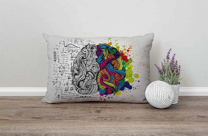 Brain Science Pillow Covers 12" x 20" Lumbar Pillow Covers Home Decorative Cotton Linen Cushion Case for Sofa Couch Housewarming Family Room Décor