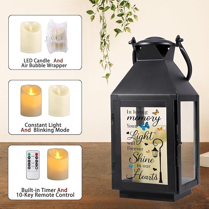 Memorial Lantern, Sympathy Gifts for Loss of Mom/Dad/Loved One, Bereavement Gifts, in Memory of Loved One Gifts, Remembrance Gifts for Loss, Celebration of Life, Memorial Gifts, Funeral Gifts
