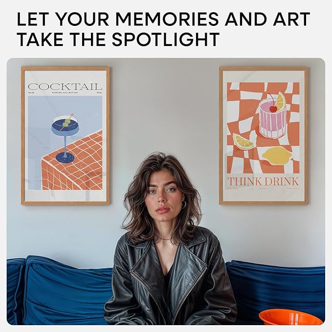 Homeforia 14x22 Picture Frame Wood, High End Natural Oak 14x22 Light Wooden Poster Frame with Mat 12x16, 14 x 22 Frames Matted to 12 x 16 Photo, 22x14 Hanging Frame, Tempered Glass, Wall Kit, Set of 1