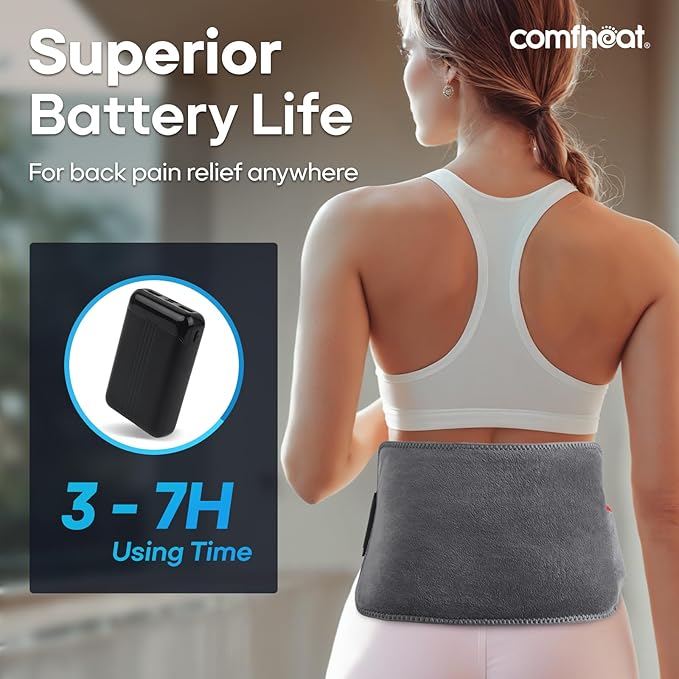 Portable Heating Pad for Back Pain Relief, Upgraded Cordless Lower Back Heat Pads Wearable 10000mAh Battery Powered, Hot Compress, Extra Large 60", Gift for Women Men, Fit Size S/M/L/XL