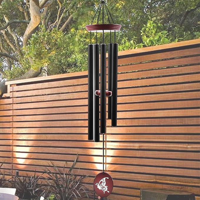 Wind Chimes for Outside, WindChimes Outdoor Tuned Soothing Melody, Windchime Gifts for Mom/Grandma,Wind Chimes Outdoor Decoration, Patio, Garden, Yard. (33" Red Butterfly)