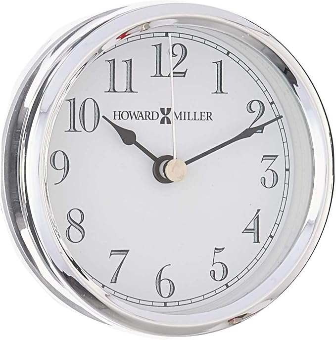 Howard Miller Flaire Tabletop Clock II, Battery Operated Antique Analog Display Desk Clock, Glass Crystal Shelf Clock for Office Decor Home Decor Living Room Decor, House Warming Gifts