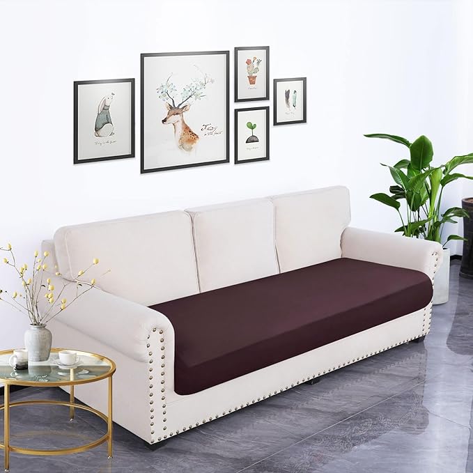 hyha Waterproof Couch Cushion Covers, Stretch Sofa Couch Seat Slipcover for Dog Washable, Non-Slip Waterproof Outdoor Cushion Covers for Patio Furniture Replacement (1 Piece for Large, Chocolate)