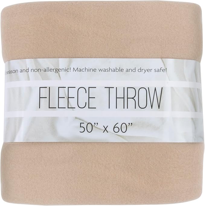 50x60 Throw Blankets, Ultra Soft Hypoallergenic Fleece Fall Throw Blanket for Livingroom, Couch, Chair, Bed, Beige Khaki