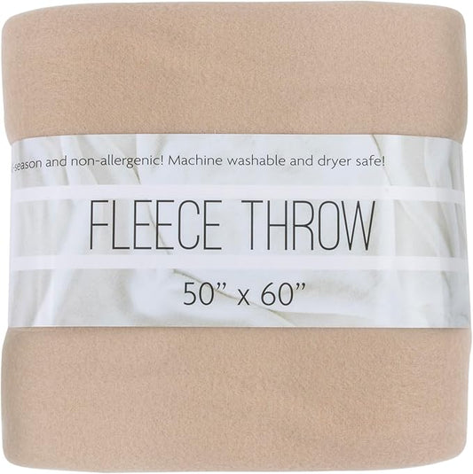 50x60 Throw Blankets, Ultra Soft Hypoallergenic Fleece Fall Throw Blanket for Livingroom, Couch, Chair, Bed, Beige Khaki