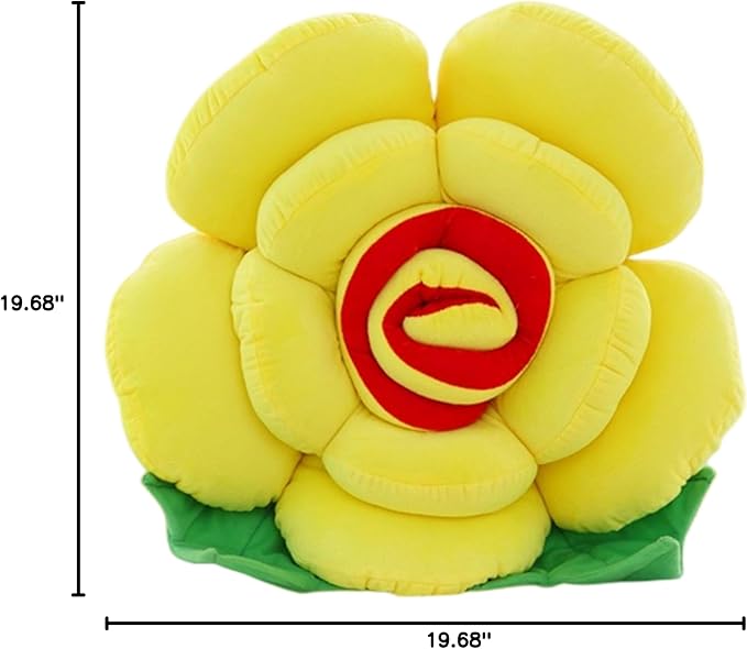 Plush Flower Pillow, Cushion, Office, Home, Sofa, car Decoration, Valentine's Day, Thanksgiving, 50cm(19.68 inch), Yellow