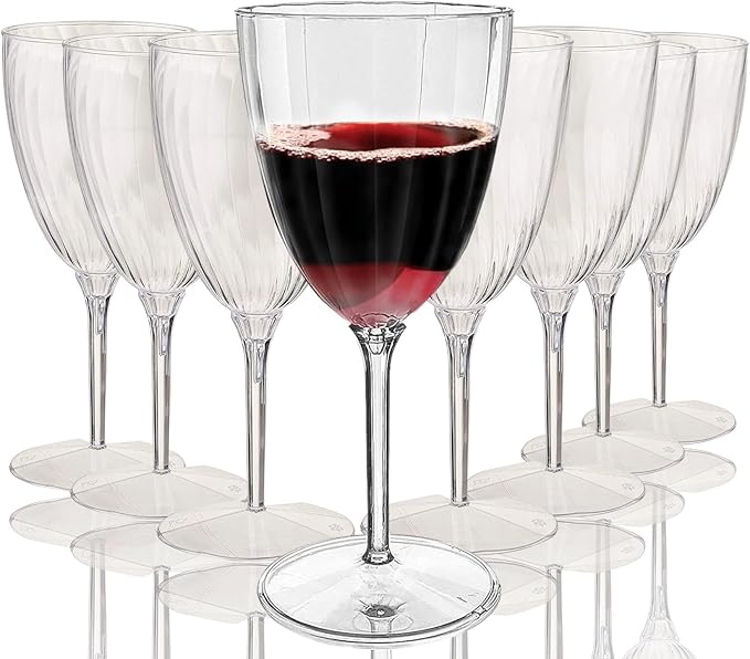 Oojami Elegant Plastic Champagne Flutes - 32 PCS, 7.8oz Disposable & Reusable Wine Glasses - Perfect for Home, Parties, Weddings, Birthdays & Celebrations (32, Clear)