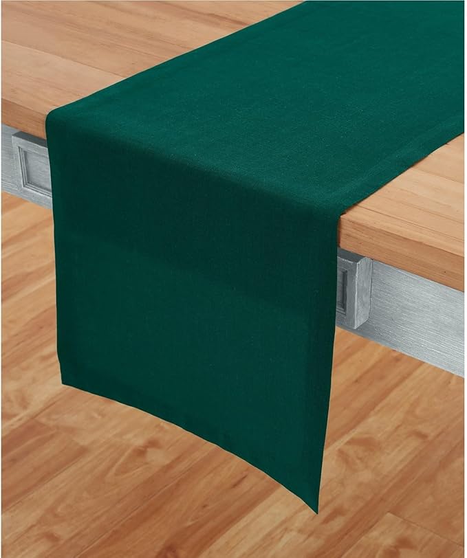 Solino Home Linen Rainforest Green Table Runner 72 Inches Long - 100% Pure Linen 14 x 72 Inch Table Runner for Dining, Dresser, Fall, Autumn, Thanksgiving - Fete