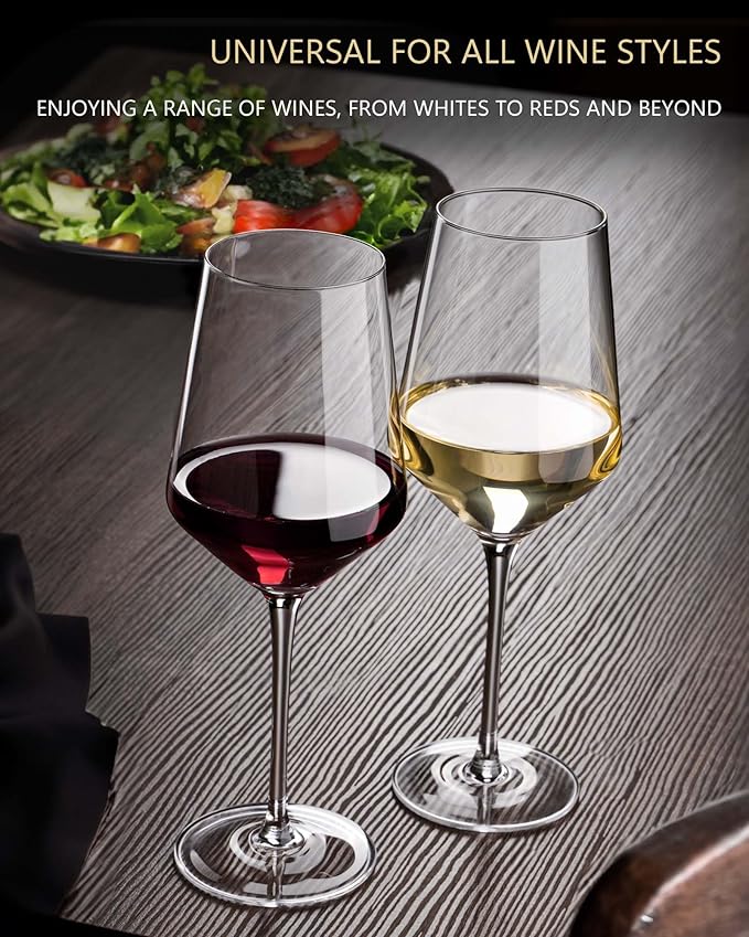 JBHO 17 oz Lead-Free Wine Glasses Set of 6, Hand Blown Durable Crystal Wine Glasses for Daily Use and Hosting Guests, Thin Rim for Serving Red and White Wine, Gift packing for any occasion