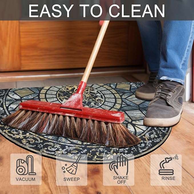 CHICHIC Entrance Door Mat Large 18 x 30 Inch Entry Way Doormat Front Door Rugs Outdoors Heavy Duty Welcome Mat Non Slip Rubber Back Low Profile for Garage, Patio, High Traffic Area, Blue