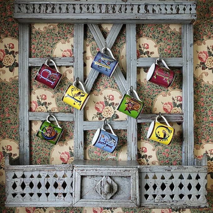 Spode Kit Kemp 12oz Mug, F Initial - Fine China Coffee Cup with Floral Alphabet Design, Custom Letter Mug for Unique Gift Giving - Personalized Kitchen Drinkware, Dishwasher Safe & Stylish