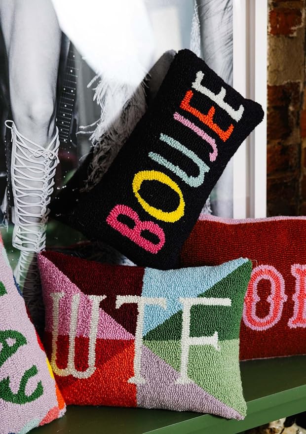 FURBISH Hook Decorative Throw Pillow - Boujee - 9"x16" - Small Embroidered Designer Pillow for Living Room, Couch, Sofa, Chair & Bed - Eclectic Home Decor