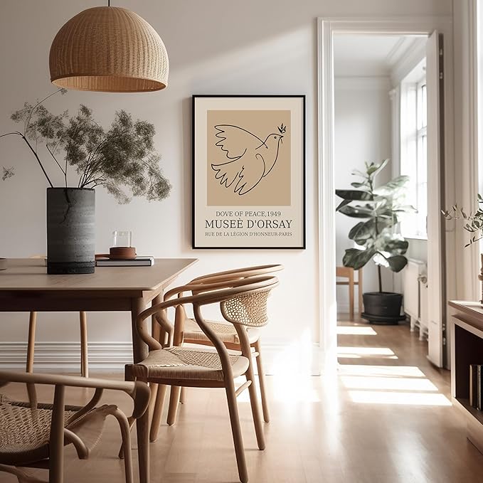 Poster Master Vintage Poster - Dove Print - Bird Art - Line Drawing - Sketch Art - Gift for Boys, Girls & Animal Lover - Minimal Decor for Kid's Room or Nursery - 16x20 UNFRAMED Wall Art